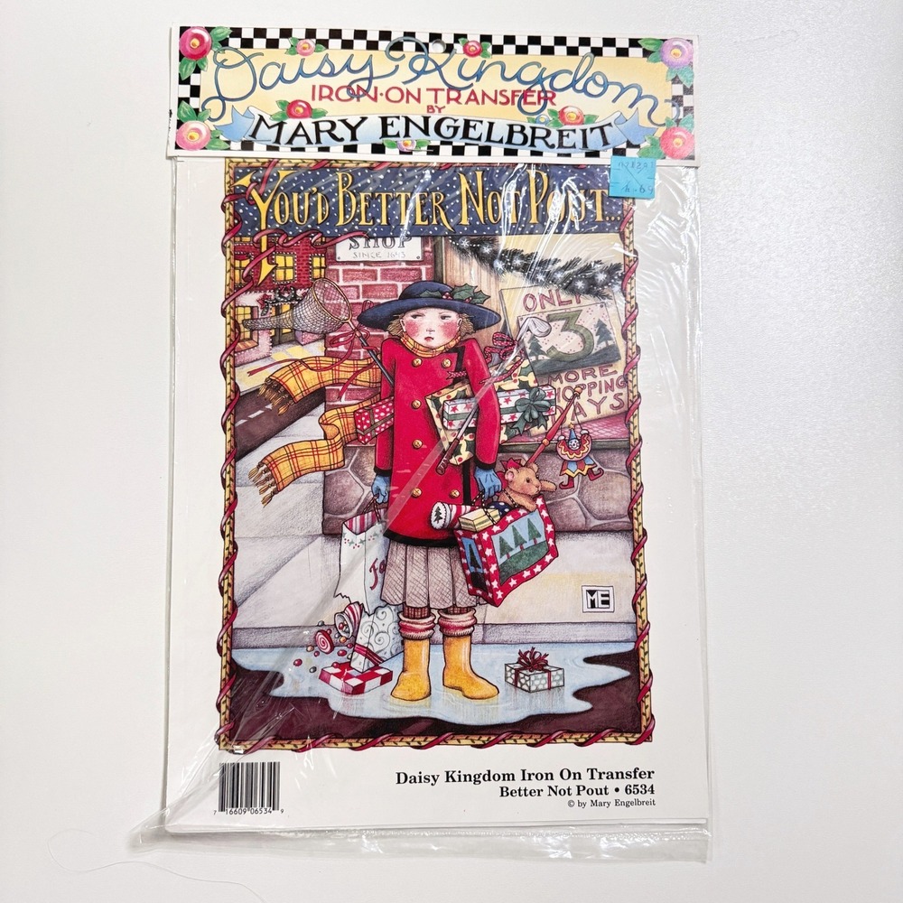 Vintage 1990 MARY ENGELBREIT Daisy Kingdom Iron-On Transfer Better Not Pout 6534